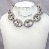 High Quality Swarovski Element Heavily Crystal Choker Necklace Bracelet Earring Jewellery Set