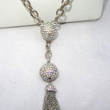 Beautiful Long Silver Crystal Ball Necklace Jewellery