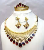 Lovely Dark Red Quality Beautiful Necklace Bangle Earring Costume Set Jewellery