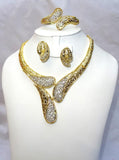 Beautiful Dubai Quality Gold Plated Necklace Earring Bangle Party Jewelry Party Set
