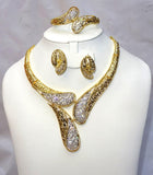 Beautiful Dubai Quality Gold Plated Necklace Earring Bangle Party Jewelry Party Set