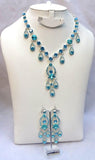 Beautiful Blue Party Special Occasion Necklace and Earring Set Gift for Ladies Women - PrestigeApplause Jewels 