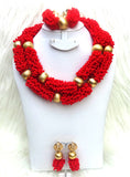 PrestigeApplause Red African Nigerian Latest New Design Beads Party Wedding Jewelry set UK