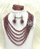 Purple Cheap Beads Wedding Party Bridal Necklace Jewellery Set