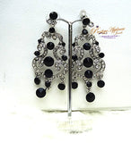 Silver Black Necklace & Earring Jewellery Set