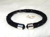 Beautiful Crystal Silver Black Mixed Tone Swarovski Element Bangle Bracelet Gift for Ladies Women - PrestigeApplause Jewels 
