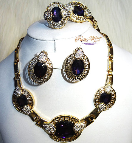 Purple Complete Set Necklace Jewellery Party Set