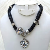Retro Unique Leatherette Necklace with Bold Love Heart Pendant Fashion Necklace Jewellery