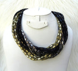 3 Stones Beautiful Black Silver Gold Fashion Necklace Jewellery - PrestigeApplause Jewels 