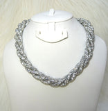 Silver Twisted Crystal Swarovski Element Stardust Necklace Choker Magnetic closure