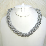 Silver Twisted Crystal Swarovski Element Stardust Necklace Choker Magnetic closure