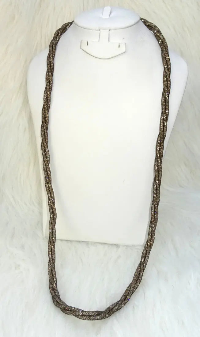 Extra Long Versatile Styling Champagne Gold Twisted Crystal Stardust ...