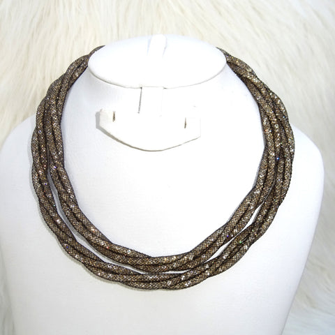 Extra Long Versatile Styling Champagne Gold Twisted Crystal Stardust Necklace Jewellery