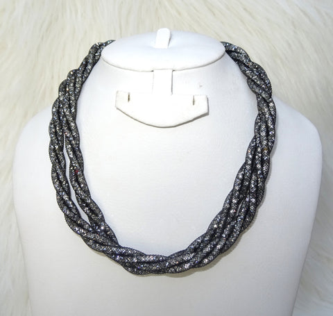 Extra Long Versatile Styling Black Twisted Crystal Stardust Necklace Jewellery