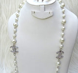 Extra Long Real Pearl Popular Necklace and bracelet, earring Jewellery Set