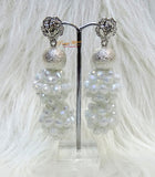 Shimmering White Beautiful Just Earring with Bracelet Crystal Beads Earring Jewellery Set