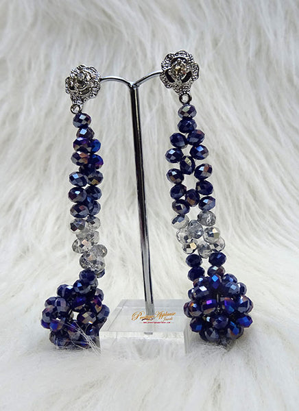 Navy Blue Beautiful Just Earring with Bracelet Crystal Beads Earring Jewellery Set
