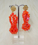 Orange Beautiful Just Earring with Bracelet Crystal Beads Earring Jewellery Set