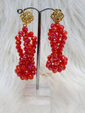 Orange Beautiful Just Earring with Bracelet Crystal Beads Earring Jewellery Set