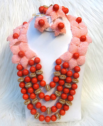 New Designs Traditional Original Coral Wedding Beads Necklace Jewellery Set  – PrestigeApplause Jewels