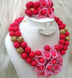 PrestigeApplause New Design Salmon Pink Elegant Dark African Nigerian Beads Jewellery Set