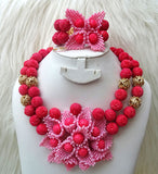 PrestigeApplause New Design Salmon Pink Elegant Dark African Nigerian Beads Jewellery Set