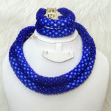 PrestigeApplause 2 Tones of Blue 2 Layers African Beads Bridal Wedding Party Jewelry Set