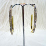 Gold Silver Popular Quality 3/4 Hoop Earring with Stones Jewelry For Women Gift