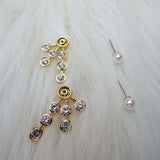 Pearl Stud with Back Crystal Hook Girls Ladies Earring Jewellery