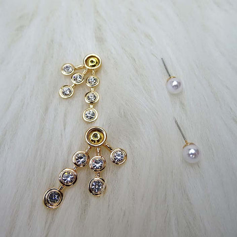 Pearl Stud with Back Crystal Hook Girls Ladies Earring Jewellery