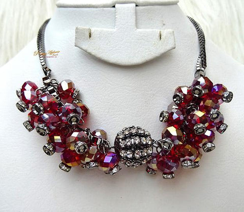 Beautiful Crystal Red Beads Design Necklace Jewellery - PrestigeApplause Jewels 