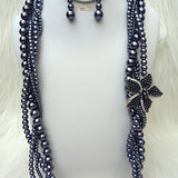 Extra Long Beautiful Sale Purple Ash Black Pearl Wedding Flower Girl Necklace Bracelet Casual Party Jewellery Set