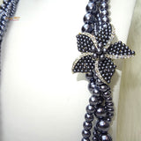 Long Ash Black Pearl Wedding Flower Girl Necklace Bracelet Casual Party Jewellery Set