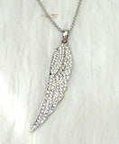 Quality Popular Crystal Angel Wings Necklace Earring Jewellery Silver Set