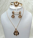 Love Heart Retro Silver Necklace Bangle Bracelet Jewellery Set