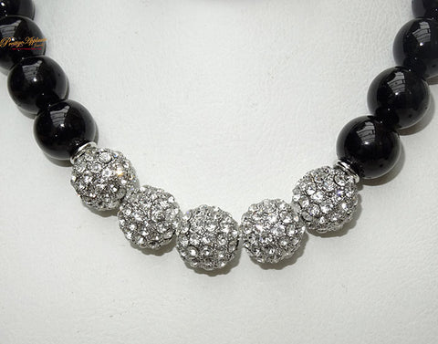 Quality Pearls Black Beautiful Luscious Wedding Crystal Party Necklace Earring Jewellery Set