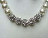 Quality Pearls White Cream Beautiful Luscious Wedding Crystal Party Necklace Earring Jewellery Set