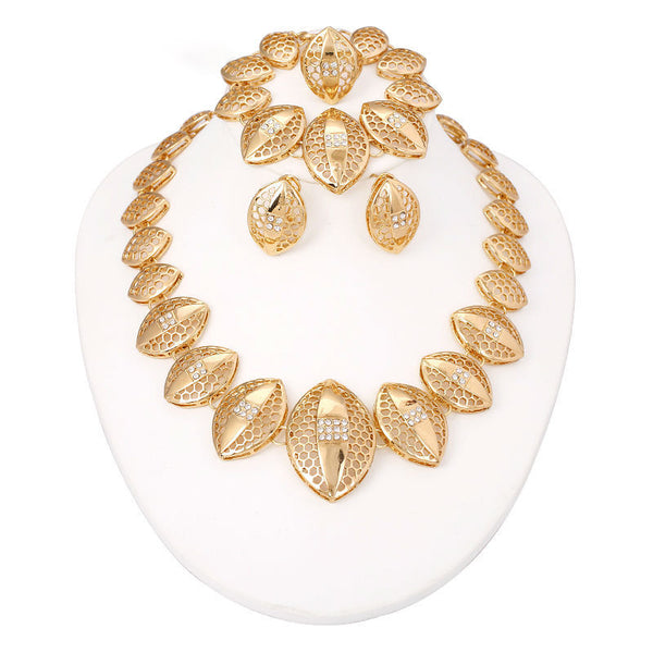 Fashion gold plated party Set including earring Necklace Bracelet Ring Set