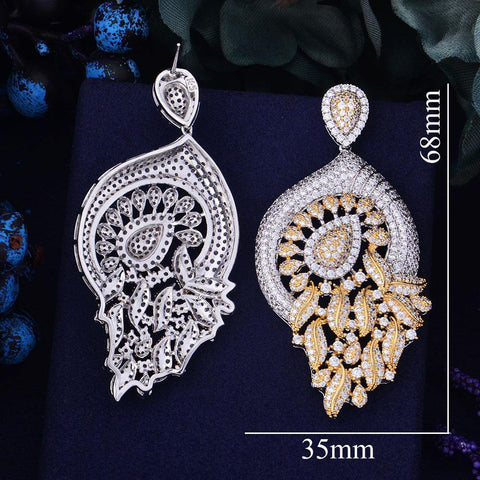 Beautiful Sparkling Cubid Zirconia Gold Cocktail Party Wedding Bridal Earring Jewellery