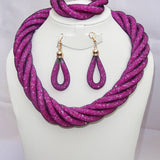 Pink resin stardust mesh full clear crystal alloy Twisted jewellery set