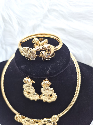 Non-Tarnish New Design Gold Bridal Party Necklace Jewellery set