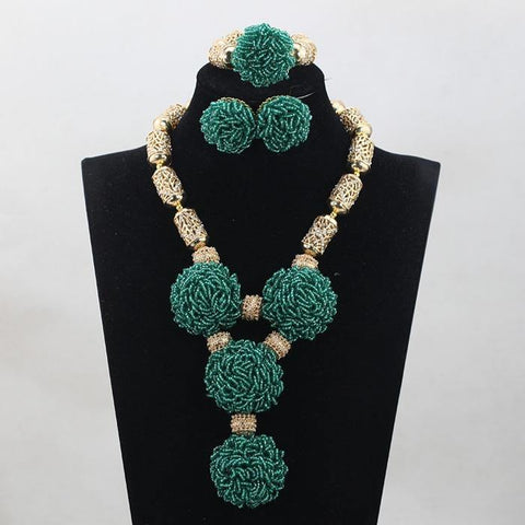 Beautiful Green with Gold accessories Party Bridal Beads Wedding Jewellery Set