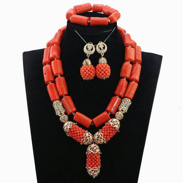 New Designs Traditional Original Coral Wedding Beads Necklace Jewellery Set