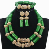Green New Designs Traditional Original Coral Wedding African Nigerian Beads Necklace Jewellery Set