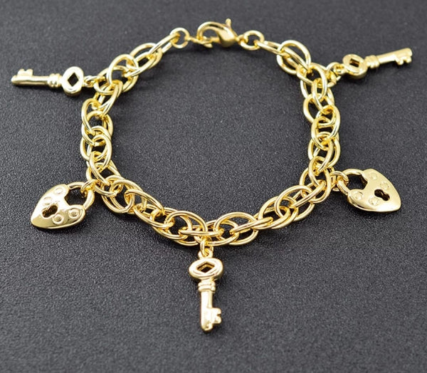 Link Wrist Chain Lovely Charm Bracelet Yellow Gold Filled Solid Fashion Womens Girls Bracelet Gift| Chain & Link Bracelets|