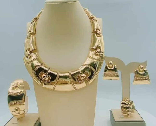 New Fashion Stylish Antique Gold Polish Matt Gold Jewellery Set For Women