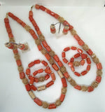 Detailed Custom Design Red Original Coral Beads Women Bridal Design Jewellery Set