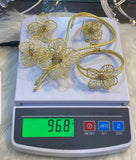 3D Flowery 18 Karat Italian Gold Necklace Jewellery Set