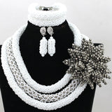 Elegant Latest Style Statement African Beads with Handmade Flower Crystal African Beads Jewelry Set