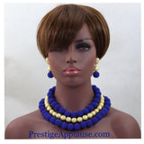 Blue Balls 3 Layers Wedding Bridal Party African Nigerian Beads Jewelry Set